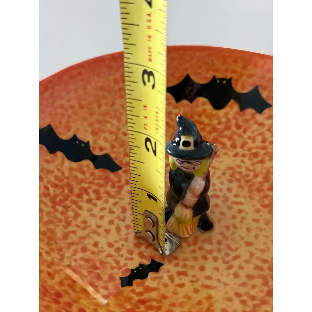Vintage 1990s Target Halloween Witch Candy Dish, Ceramic Bat Bowl, Retro Decor